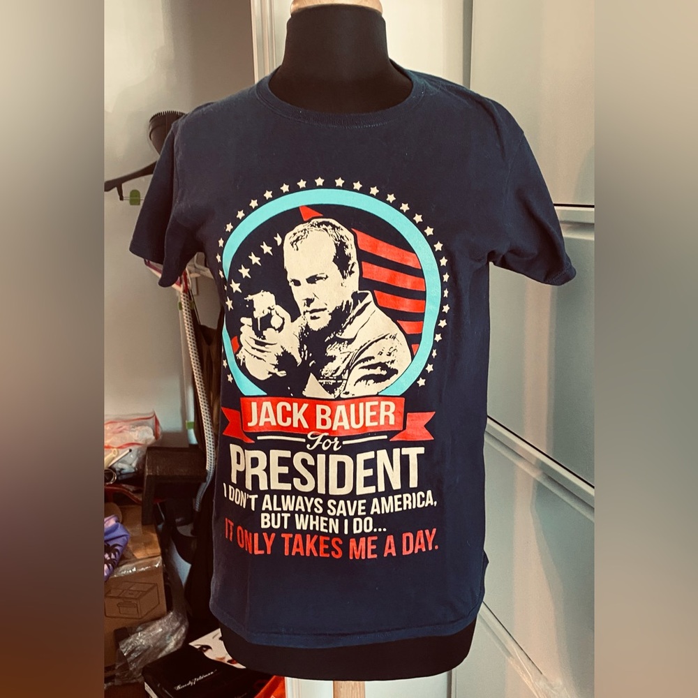 T shirt cotton Navy Blue Jack Bauer Graphic